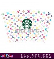 Starbucks Coffee Cup With Colorful LV Pattern SVG