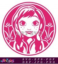 Girl Face With Freckles Silhouette Design SVG