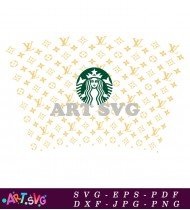 Starbucks Coffee Cup With Gold Pattern Background SVG