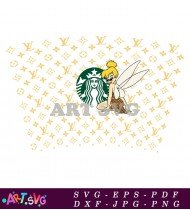 Tinkerbell Starbucks Coffee Cup Design With LV SVG