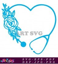 Stethoscope Heart Floral Design for Coffee Cup SVG