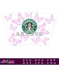 Starbucks Coffee Cup with Pink Butterflies Design SVG