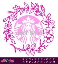 Starbucks Coffee Logo Pink Floral Design SVG