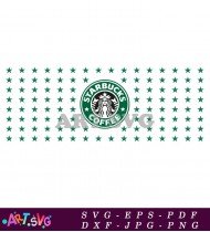 Green And White Stars With Starbucks Logo SVG