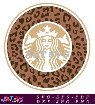 Starbucks Logo with Leopard Print Background Design SVG