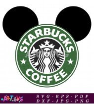 Starbucks Coffee Cup Mickey Mouse Silhouette Design SVG