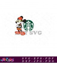 Starbucks Logo Mickey Mouse Cartoon Outfit Design SVG