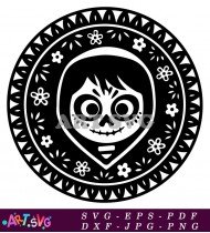 Day of the Dead Inspired Black and White Design SVG