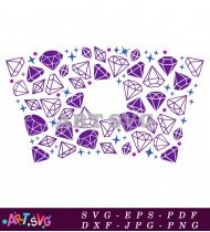 Purple Glitter Diamonds Around Coffee Cup SVG