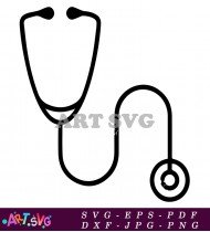 Black And White Stethoscope Medical Icon SVG