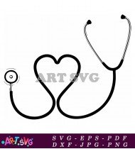 Simple Heart Shaped Stethoscope Clip Art SVG