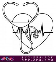 Simple Stethoscope Heartbeat Medical Clip Art SVG