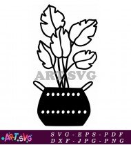 Black And White Houseplant In Pot SVG