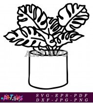 Plant In Pot Simple Line Drawing SVG 1