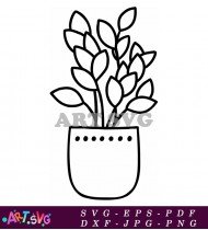 Simple Houseplant In Pot Line Art SVG