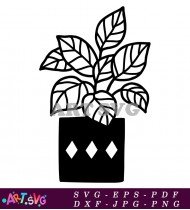 Black And White Houseplant Vector SVG