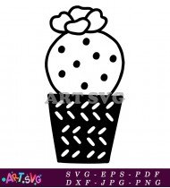 Black and White Plant Pot Cactus SVG