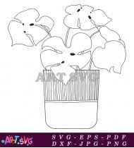 Black And White Plant Pot Drawing Design SVG