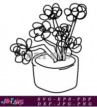 Simple Black And White Succulent Plant Drawing SVG 2