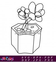 Black And White Succulent Plant Pot Drawing SVG 4