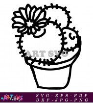 Black And White Succulent Plant Pot Design SVG 2