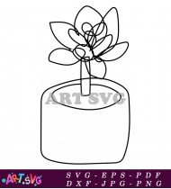 Simple Line Art Succulent Plant Pot SVG