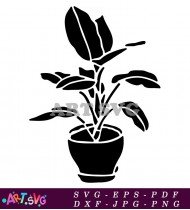 Single Plant Line Art In Pot SVG