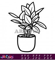 Hand Drawn Plant With Leaves In Pot SVG