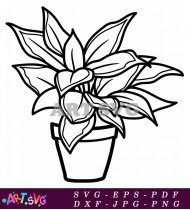 Single Black And White Potted Plant Design SVG