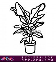 Black And White Potted Plant Clipart SVG