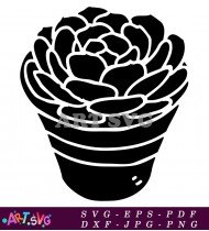 Simple Black And White Flower Pot Image SVG