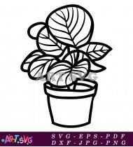 Simple Black And White Plant Pot Clipart SVG