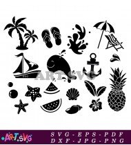 Palm Tree Whale Pineapple Anchor Set SVG