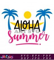 Aloha Summer Tropical Palm Tree Beach Design SVG