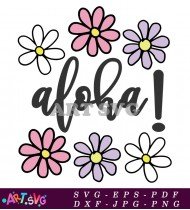 Aloha Floral Summer Clip Art Design SVG