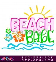 Beach Babe Sunset Summer Ocean Tropical Design SVG