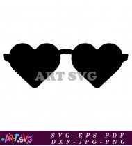 Cool Heart Shaped Sunglasses With Black Frame And Lenses SVG