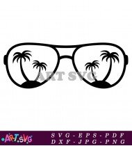 Fashionable Sunglasses With Palm Tree Reflection SVG