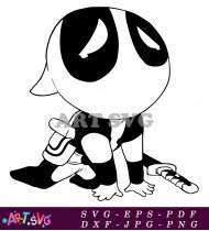 Black And White Deadpool Cartoon Design SVG