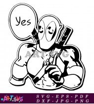 Classic Deadpool Holding A Gun Silhouette Vector SVG