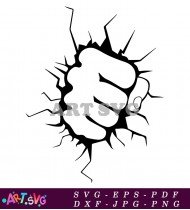 Hulk Hand Punching Through Wall Black And White SVG