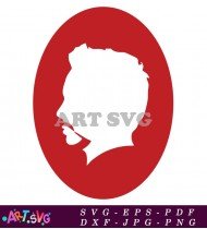 Iron Man Silhouette Head Side Profile In Red Circle SVG