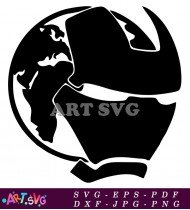 Iron Man Silhouette Vector Illustration Helmet SVG 1