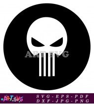 Punisher Skull Logo In Black Circle SVG