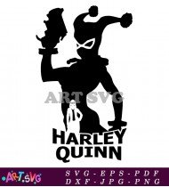 Harley Quinn Silhouette Cartoon Superhero Illustration SVG