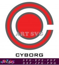 Gray Circle Cyborg Comic Book Symbol SVG