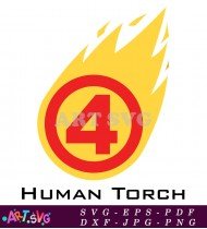 Human Torch Fantastic Four Superhero Logo SVG 1