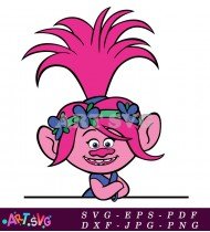 Cartoon Pink Hair Troll Illustration SVG