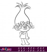 Cute Troll With Big Eyes Coloring Page Free SVG