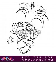 Cartoon Troll Character With Flower Crown Free SVG